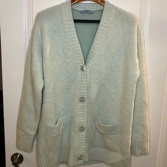 VGC Prada womens oversized light seafoam wool cardigan current size 40 - Picture 3 of 13